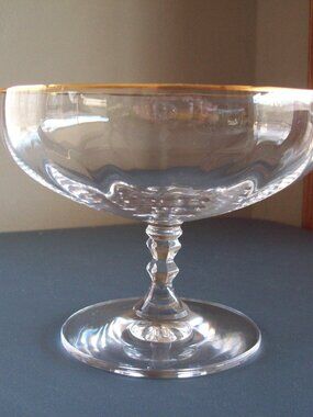 RARE MIKASA SONATA GOLD COMPOTE, GLASS DESSERT DISH BOWL